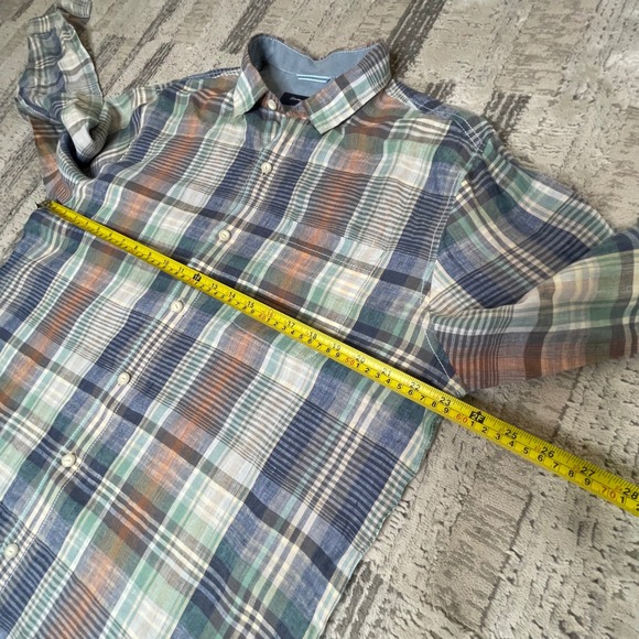 Tommy Bahama Mens LARGE Plaid Long Sleeve 100% Linen Button Down Shirt - Picture 10 of 11